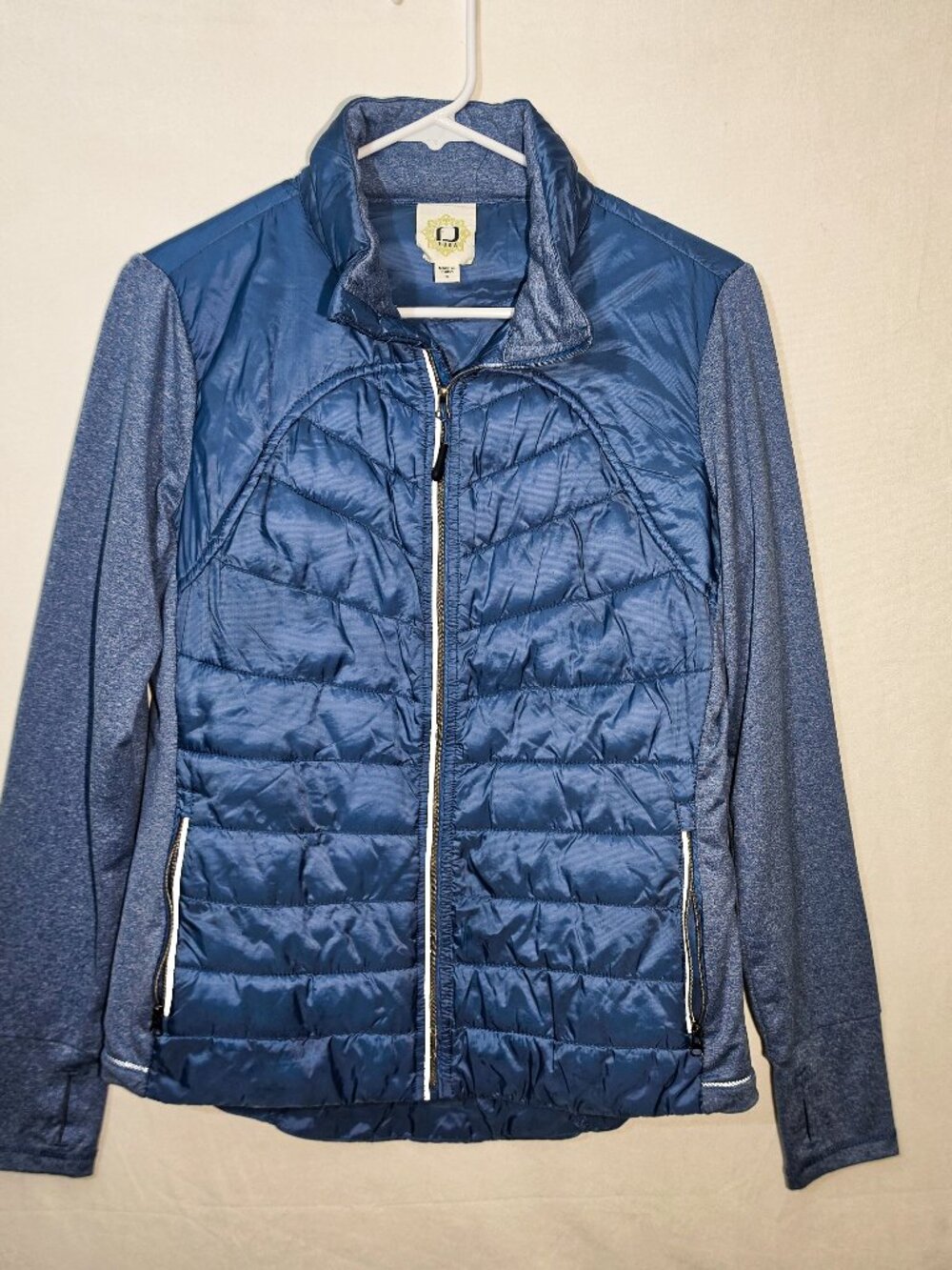 Fuda International Puffer Jacket Small Blue Wool Cotton